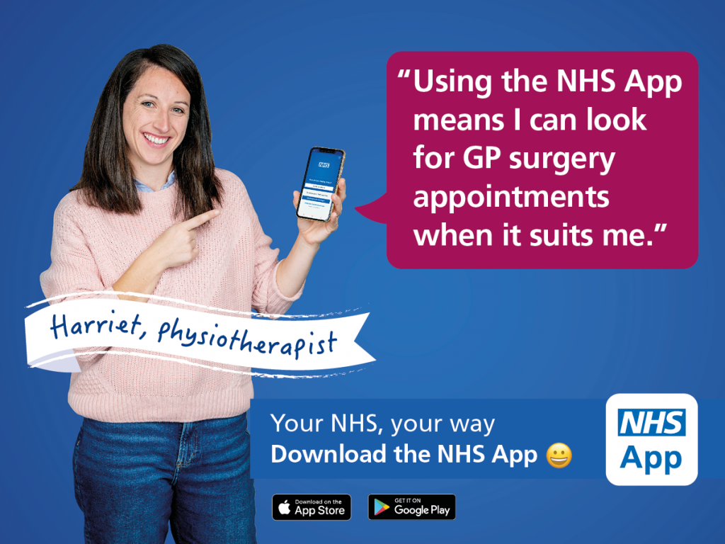 Using the NHS App means I can look for GP surgery appointments when it suits me.