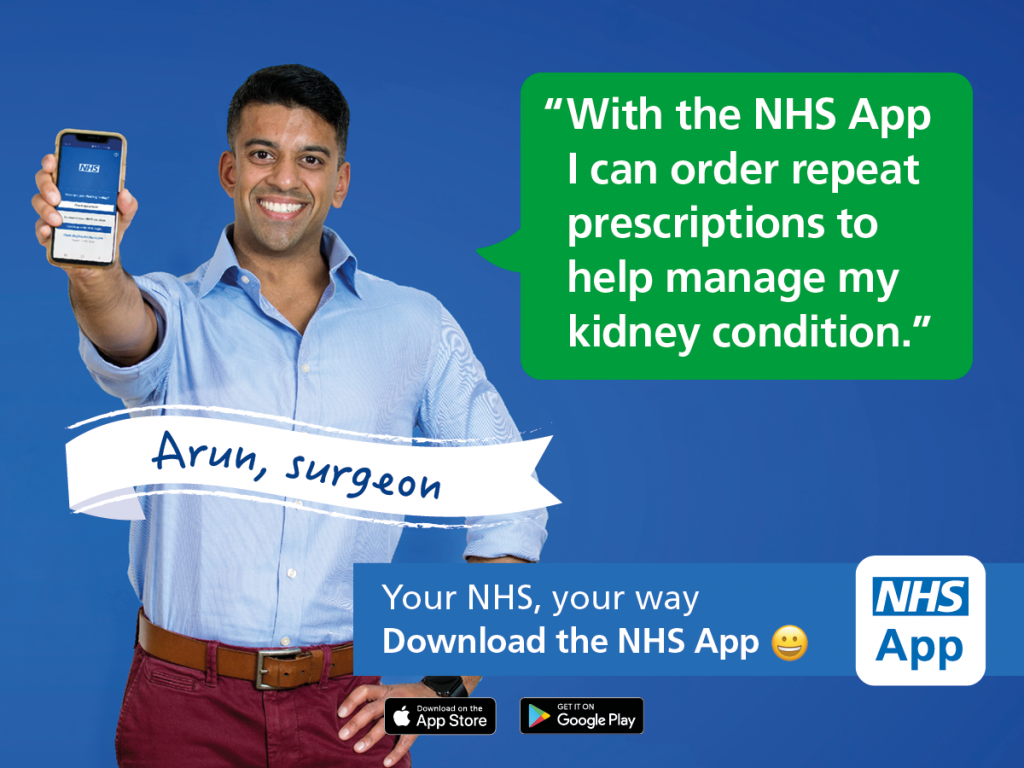 "With the NHS App I can order repeat prescriptions to help manage my kidney condition.